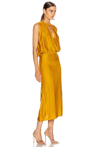 Shop Cushnie Sleeveless Midi Length Knit Dress In Yellow In Antique Gold