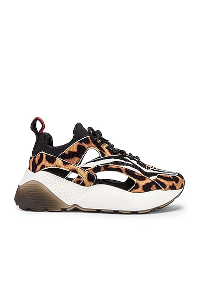 Shop Stella Mccartney Eclypse Animal Lace Sneakers In Tan & Black