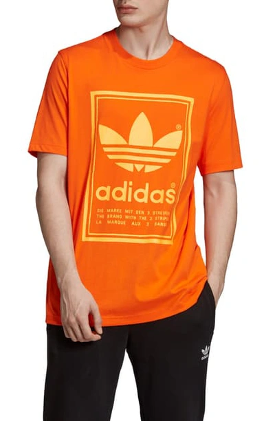 Shop Adidas Originals Vintage Logo T-shirt In Orange/ Flash Orange