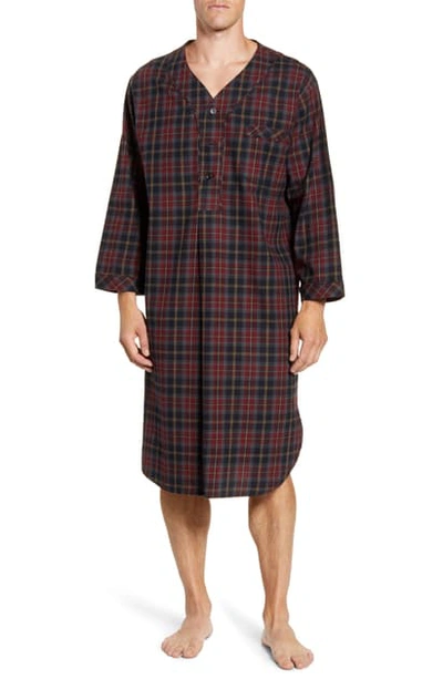 Shop Majestic Plaid Cotton Flannel Nightshirt In Black