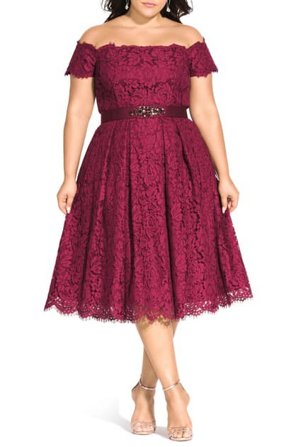 city chic red lace dress