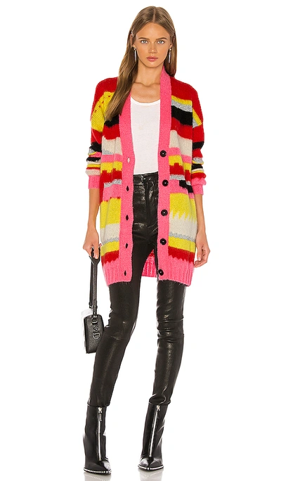 Shop Msgm Cardigan In Pink. In Yellow