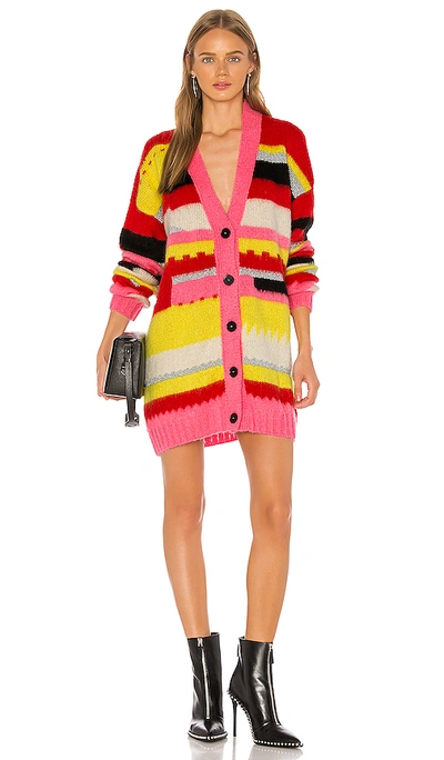 Shop Msgm Cardigan In Pink. In Yellow