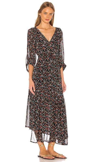 Shop Apiece Apart Bouganvillea Wrap Dress In Brush Print Black Multi