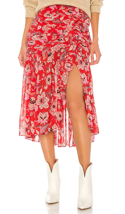 Shop Cinq À Sept Kathleen Midi Skirt In Venetian Red Multi