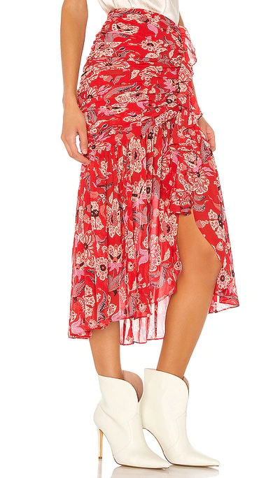 Shop Cinq À Sept Kathleen Midi Skirt In Venetian Red Multi