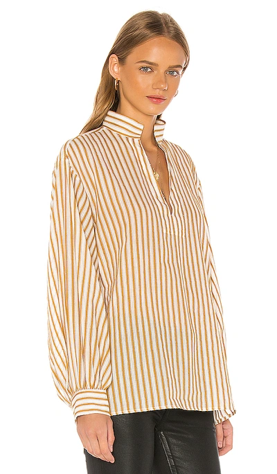 Shop Nili Lotan Joey Top In Ivory & Mustard