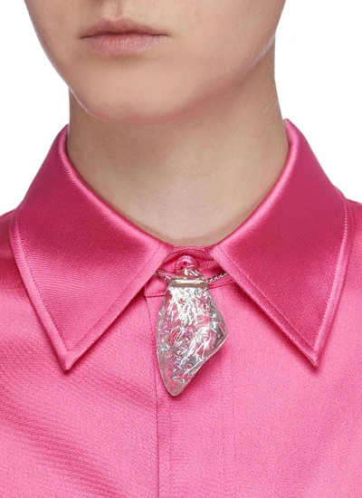 Shop Balenciaga 'rock' Pendant Necklace In Metallic