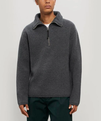 Shop Acne Studios Korman Half-zip Wool-blend Jumper In Grey