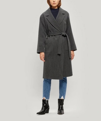 Shop Folk Melange Robe Coat In Grey