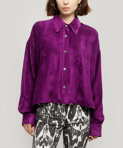 Shop Isabel Marant Fanao Cropped Velvet Shirt In Fuchsia