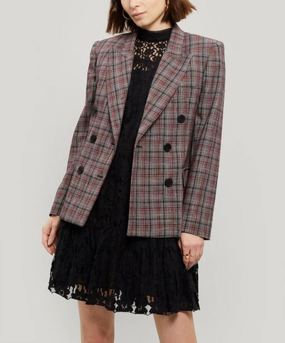 Shop Isabel Marant Dallin Checked Suit Jacket In Grey
