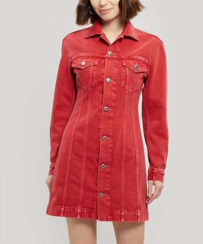 Shop Helmut Lang Femme Denim Mini Dress In Red