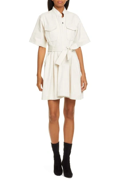 Shop A.l.c Bryn Belted A-line Dress In Ecru