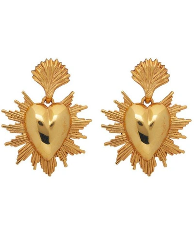 Shop Oscar De La Renta Gold-tone Sacred Heart Drop Earrings