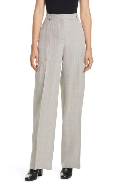 Shop Jacquemus High Waist Wide Leg Trousers In Grey Chine