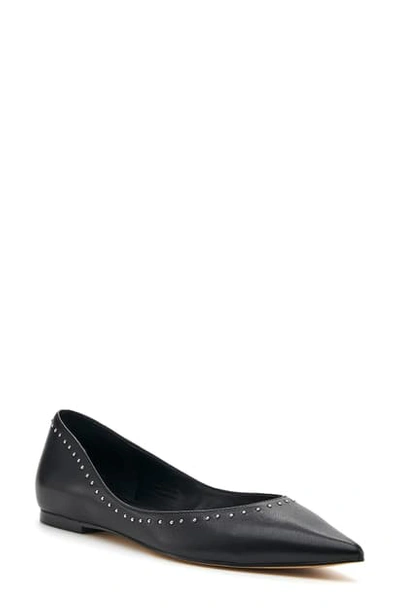 Shop Botkier Aubrey Studded Pointed Toe Flat In Black Calfskin