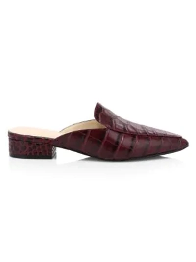 Shop Cole Haan Piper Croc-embossed Leather Mules In Wine Tasti