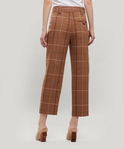 Shop Acne Studios Checked Wool-blend Tapered Trousers In Brown