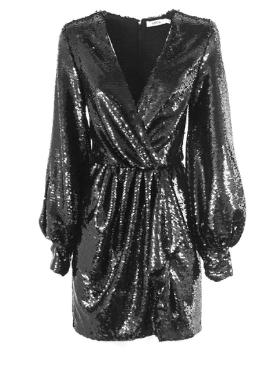 Shop Amen Black Sequined Mini Dress In Nero