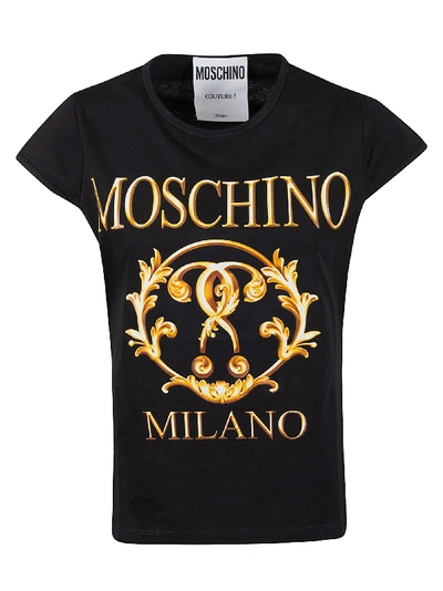 Shop Moschino Milano Logo Print Cropped T-shirt
