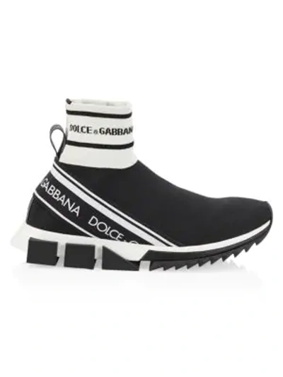 Shop Dolce & Gabbana Sorrento High-top Chunky Sock Sneakers In Black White