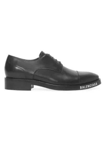 Shop Balenciaga Soft Leather Derby Shoes In Black