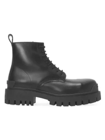 Shop Balenciaga Strike Leather Combat Boots In Black
