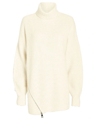 Shop Tibi Zip Hem Cashmere Turtleneck Sweater In Ivory