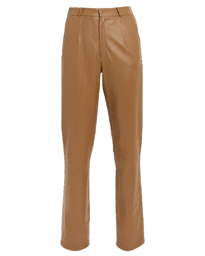 Shop Zeynep Arcay Leather Cigarette Pants In Brown