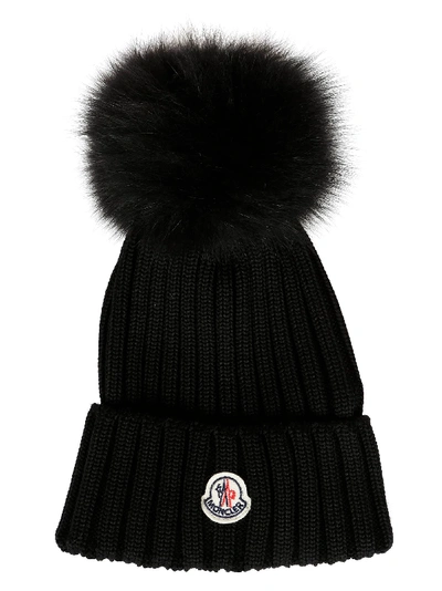 Shop Moncler Classic Knitted Beanie In Black
