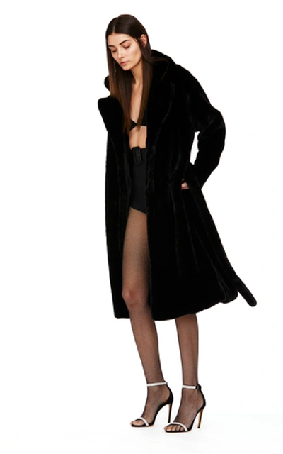 Shop Apparis Mona Belted Faux Fur Coat In Ivory