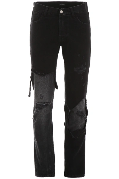 Shop Raf Simons Destroyed Jeans In Black (black)