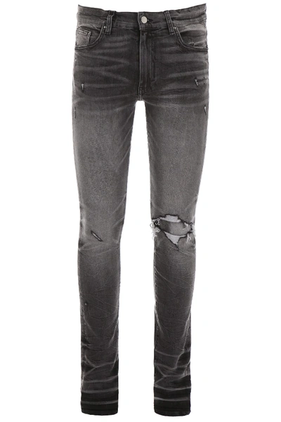 Shop Amiri Broken Jeans In Vintage Grey (grey)