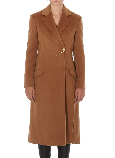 Shop Versace Coat In Brown