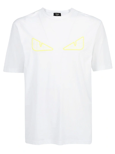 Shop Fendi T-shirt In White/yellow Fluo