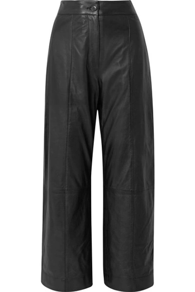 Shop Jason Wu Leather Straight-leg Pants In Black