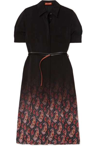 Shop Altuzarra Kieran Belted Printed Silk Crepe De Chine Dress In Black