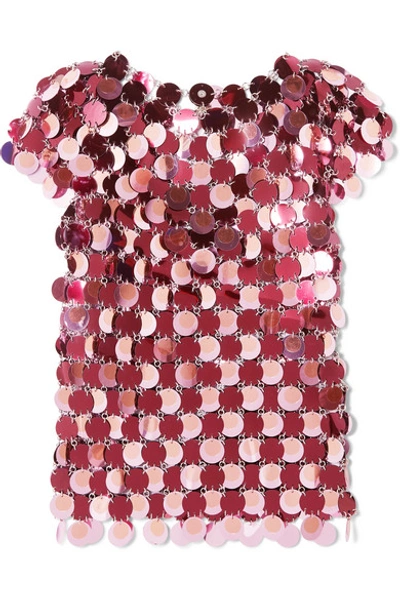 Shop Paco Rabanne Paillette-embellished Chainmail Top In Pink