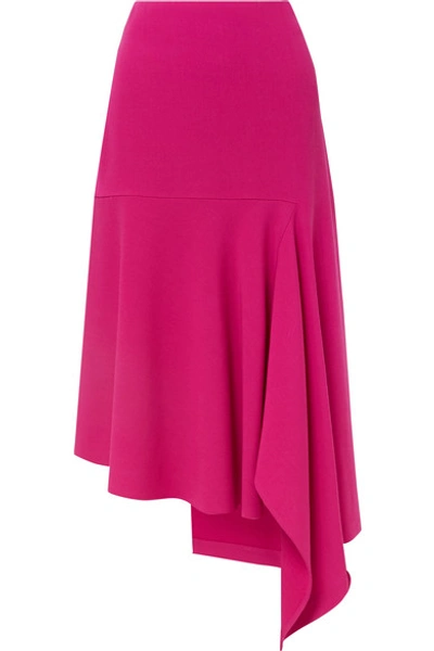 Shop Balenciaga Asymmetric Wool-blend Midi Skirt In Fuchsia