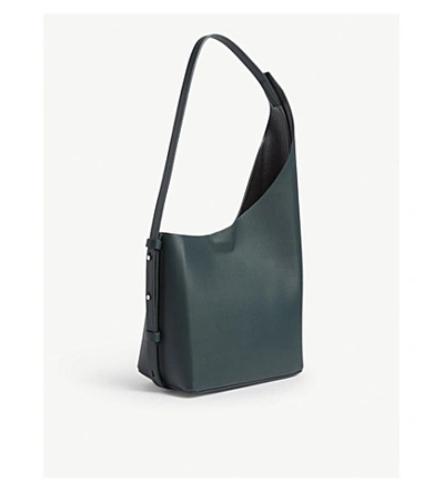 Shop Aesther Ekme Demi Lune Leather Bucket Bag In Jungle Green
