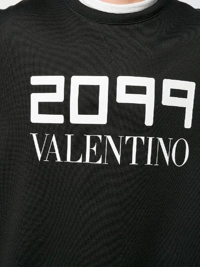 Shop Valentino 2101  Print Hooded Sweatshirt In Black