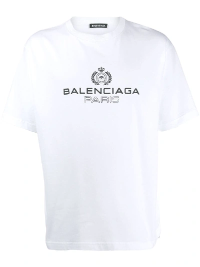 Shop Balenciaga Print Cotton T-shirt In White