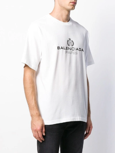 Shop Balenciaga Print Cotton T-shirt In White