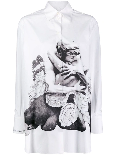 Shop Valentino Embroidered Shirt In White