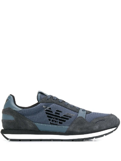 Shop Emporio Armani Logo Sneakers In Grey