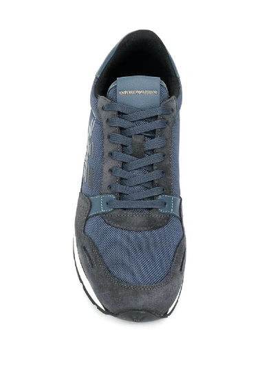 Shop Emporio Armani Logo Sneakers In Grey