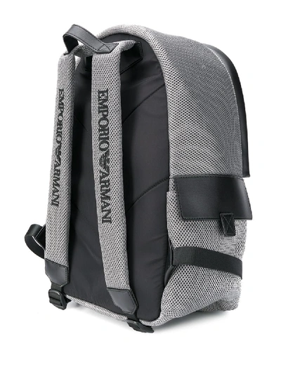 Shop Emporio Armani Logo Backpack In Grey
