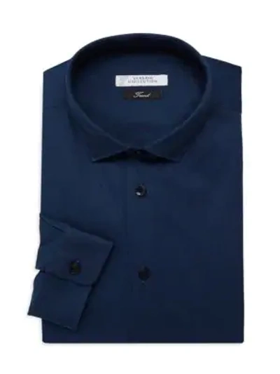 Shop Versace Trend-fit Dress Shirt In Navy