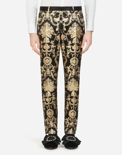 Shop Dolce & Gabbana Gold Jacquard Pants